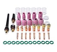 CENPEK Kit de accesorios de antorcha de soldadura TIG 49 unids boquilla de vidrio cuerpo boquilla de alúmina Stubby lente de gas # 10 Copa Kit para TIG WP-17/18/26