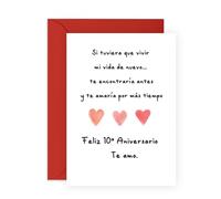 Central 23 10 Años Aniversario Tarjeta Romántica Esposo Esposa Pareja Amor Viene Con Pegatinas Regalo Aniversario Lindo Regalo