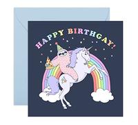 Central 23 - Divertida tarjeta de cumpleaños gay lesbiana para hombre y mujer - Unicornio - Viene con divertidas pegatinas
