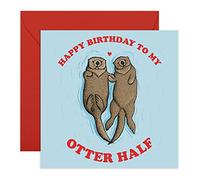 Central 23 - Divertida tarjeta de cumpleaños - "Happy Birthday to My Otter Half" - Tarjeta de cumpleaños dulce para hombres y mujeres - Viene con divertidos adhesivos