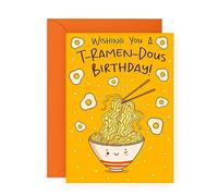 CENTRAL 23 Divertidas tarjetas de cumpleaños para hombres y mujeres - Wishing You A T-RAMEN-DOUS Birthday - Fideos - Juegos de palabras de comida asiática - Bonitas tarjetas de felicitación para hija,