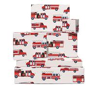Central 23 - Papel de Regalo para Niños y Adultos - 6 Hojas Divertidas con Camión de Bomberos - Cumpleaños - Reciclable
