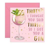 Central 23 Tarjeta de 30 cumpleaños con texto en inglés Thirty? I Thought You Said Thirsty - Divertida feliz cumpleaños para trigésimo - broma de ginebra - para hermana hija, novia amiga