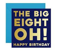 Central 23 - Tarjeta de 80 cumpleaños - The Big 80 - Tarjeta de 80 cumpleaños para hombres - Para él - Divertidas tarjetas de cumpleaños para ella - Viene con divertidas pegatinas