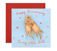 Central 23 - Tarjeta de aniversario con texto en inglés to My Otter Half, diseño de animal, para marido, esposa, novia, novio, viene con divertidas pegatinas