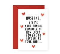 Central 23 Tarjeta de aniversario para marido de esposa - Recordatorio anual - Tarjeta de aniversario divertida para pareja - Tarjeta I Love You para él - Viene con divertidas pegatinas