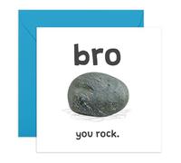 Central 23 Tarjeta de cumpleaños divertida para hermano - Bro You Rock! - Tarjetas de feliz cumpleaños para hermanos - Divertidas tarjetas de felicitación y sobres - Regalos de agradecimiento para él