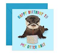 Central 23 - Tarjeta de cumpleaños - 'Otter Half' - para ella - adorable tarjeta de cumpleaños - para él - Tarjeta de cumpleaños temática animal - viene con divertidas pegatinas