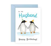 CENTRAL 23 Tarjeta de cumpleaños para marido de esposa - To My Husband - Tarjetas de cumpleaños de pingüino para él y hombres - Bonito regalo para marido para cumpleaños - Viene con divertidas