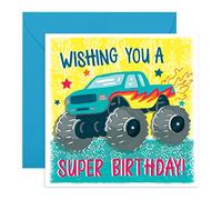 Central 23 Tarjeta de cumpleaños para nieto, camión monstruo, tarjeta de cumpleaños feliz para él, tarjeta de cumpleaños para nieto, regalos para sobrino primo, viene con divertidas calcomanías