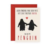 CENTRAL 23 Tarjeta de cumpleaños para prometido para él y ella, regalos de pingüino de aniversario para marido y esposa, tarjeta de San Valentín, novio y novia, viene con divertidas pegatinas