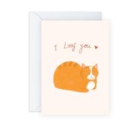 Central 23 Tarjeta de San Valentín con diseño de gato, con texto en inglés "I Loaf You Cat", divertida tarjeta de aniversario para padres de piel de gato, mamá, papá, regalos para él, su novia, novio,