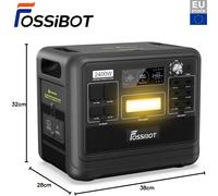 Central eléctrica portátil FOSSiBOT F2400-Batería LiFePO4 2048Wh 2400W<4800W Pico> Estación de energía 230V, BMS/APP-Generador energético para coche, balcón y viajes, cámara, teléfono nuevo