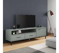 Centro de entretenimiento Unidad de Centro de Entretenimiento en el Hogar Centro de Entretenimiento en el Salón Dormitorio Mueble de TV Oslo con patas de metal Gris Madera maciza de pino Adecuado para