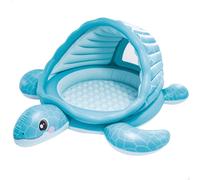 Intex – Centro de juego hinchable Tortuga azul 218x206x97 cm, capota para el sol, 100 pelotas