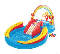 Centro de Juegos Hinchable INTEX con Tobogán y Doble Piscina, 297x193x135 Cm, Arcoíris