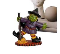 Centro de mesa coleccionable divertido de resina de temporada con estatua | Figuras de bruja en escoba para pasillo, chimenea, mesa de café, estantería, casa embrujada, festivales, fiestas