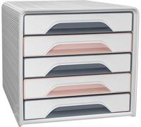 cep 1071111681 cep Schubladenbox Smoove weiß/grau/rosa 1071111681, DIN A4 mit 5 Schubladen