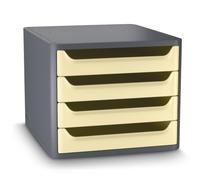 CEP - Bloque de clasificación, organizador de plástico reciclado, 4 cajones, almacenamiento de documentos de oficina, First GreenSpirit, color amarillo pálido