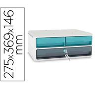 Cep Fichero de sobremesa Moov Up 3 cajones con cerradura azul/gris