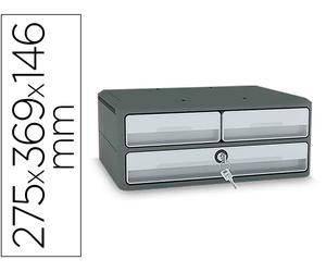 Cep Fichero de Sobremesa Moov Up con 3 Cajones y Cerradura, Gris, Reciclado 80%