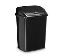 CEP Papelera de plástico con tapa basculante 50 litros negro
