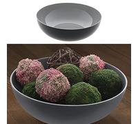 Cepewa Cuenco decorativo, 20 cm de diámetro x 7,5 cm de alto, plástico gris y negro, cuenco redondo para la mesa (1 x redondo gris negro, diámetro de 20 cm)