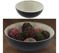 Cepewa Cuenco decorativo antiguo de 20 cm de diámetro x 7,5 cm de alto, plástico negro, frutero redondo, decoración de mesa (1 x redondo de color negro envejecido, diámetro de 20 cm)