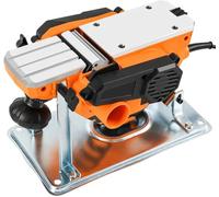 Cepilladora eléctrica manual, biseladora de madera de mano, con soporte abatible y mesa guía, para trabajos de carpintería y proyectos de bricolaje.