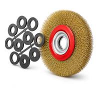 Cepillo circular con disco de alambre de acero de 150 mm (6 pulgadas) para amoladora de banco - Cepillo de alambre ondulado de acero para desbarbado, satinado y pulido de metales