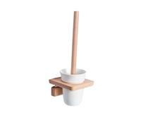 Cepillo de baño Juego de cepillos Inodoro Madera for Montaje en Pared con Cabezal Cepillo Redondo plástico