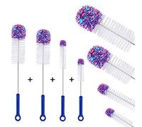 Cepillo de Botellas, 4PCS Cepillo de Nylon, Cepillo Limpia Botellas con Cabeza Redonda de Algodón, Adecuado para Limpiar Cepillos para Botella Cristal, Tetera y Botellas de Vino