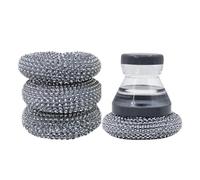Cepillo De Cocina para Lavar Platos - Resistente y Recargable con Mango,Cepillo de Mano con dosificador de jabón para Platos | para sartenes, Barbacoa, Cuencos, Cocineros caseros y Mayores