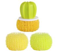 Cepillo de lavado - 3 bolas de limpieza nano reemplazables | mango ergonómico cepillo de cocina | 9 x 8 x 8 cm nanofiber PP 80 g textura sin arañazos para platos Pots Pans Skillet Cookware Sink