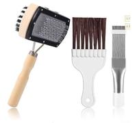 Cepillo de limpieza de aire acondicionado de doble cara con peine de aleta de acero inoxidable y cerdas suaves para mantenimiento de bobina de condensador con agarre ergonómico blanco 14,5 cm Kit de