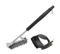 Cepillo de Limpieza para Barbacoa de Acero Inoxidable | Raspador para Parrilla con Mango de Aislamiento Térmico, 44 cm Largo, Limpiador Inalámbrico, Cepillo 3 en 1 Extra de Regalo