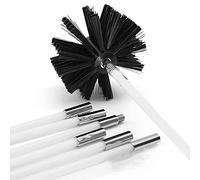 Cepillo de Limpieza para Chimenea, Kit de Herramientas de Limpieza de tuberías con 6 Varillas de Nailon Flexibles, 1 Cepillo de Limpieza para conductos de, Limpieza de Chimenea, Negro