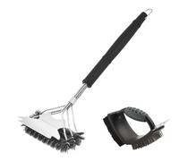 Cepillo de Limpieza para de Acero Inoxidable. Raspador para Parrilla con Mango de Aislamiento Térmico 44,5 cm Largo. Limpiador Inalámbrico con Cepillo Extra de Regalo para Jardín
