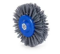 Cepillo de nailon para lijadora de cepillos M14 # 120: diámetro de 140 mm, cepillo de lijado de 1,1 mm de grosor, cepillo de rasado, cepillo de textura para amoladora angular, máquina de satén