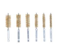 Cepillo de Perforación 6 Piezas, Juego de Brocas con Vástago Hexagonal 1/4" para Taladro Eléctrico, Alambre de Latón Amarillo, Limpieza Precisa y Duradera