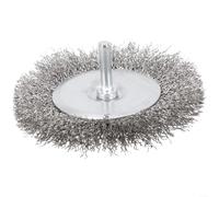 Cepillo de rueda de alambre para taladro de 100 mm, alambre prensado de acero al carbono para eliminación de pintura de óxido, pulido de metal, desbarbado, limpieza de madera, vástago de 6 mm