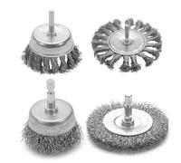 Cepillo de rueda de alambre: varios tamaños, cepillo de copa ondulado, vástago hexagonal | Perfectamente ideal para preparar soldadura, pulir metal, pulir piezas y cobre.