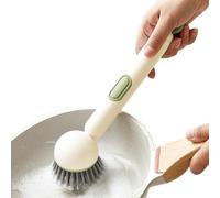Cepillo dispensador de jabón, cepillos para fregadero con asa, limpiadora con soporte dispensador ajustable, herramienta de limpieza para el hogar, vidrio, sartén, fregadero, baño,