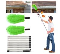 Cepillo Extensible para Limpieza de canalones con 8 Mangos telescópicos y Poste de extensión de 3 m. Limpia canalones Desde el Suelo para facilitar la eliminación de Hojas, residuos y