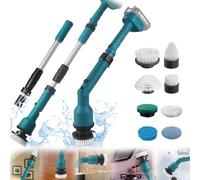 Cepillo Limpieza Eléctrico, Fregadora Giratoria para Makita 18V Batería Incluye 8 Cabezales Cepillo Limpieza Cepillo Limpieza Extensible 63-125 Cm Equipado con Varilla Extensión 2 Niveles Velocidad