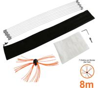 Cepillo para chimeneas de 8 metros, para uso con taladros, con cerdas de nylon y varillas flexibles, adecuado para diámetros de 20-70 cm