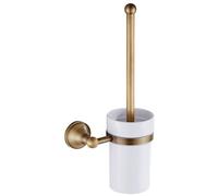 Cepillo para inodoro de estilo antiguo en bronce – Juego de cepillo y soporte para inodoro – Montaje en pared – Soporte para inodoro de pie – Accesorios para baño – Fabricado en latón de alta calidad 