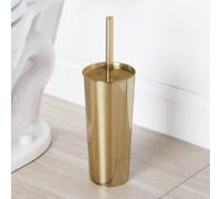 Cepillo para inodoro Unyqoos® con soporte – de pie, diseño elegante, acero inoxidable con superficie resistente a la corrosión, compacto: Ø 11,4 cm x altura 35,6 cm, con cerdas de latón suave