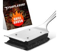 Cepillo para parrilla 3 en 1 con mango de madera y raspador - Sin cerdas, 41 cm