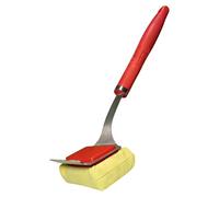 Cepillo para parrilla, diseño sin cerdas, raspador de acero inoxidable, color rojo